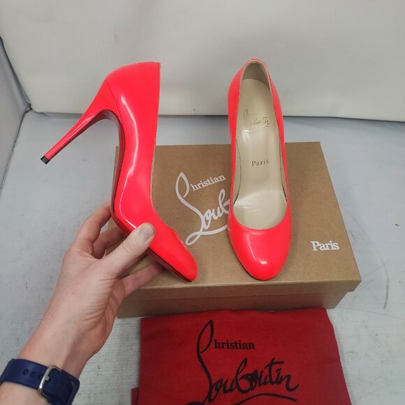 CHRISTIAN LOUBOUTIN Patent Fifille Fluo Rose Pink Pump Shoe - Picture 1 of 12